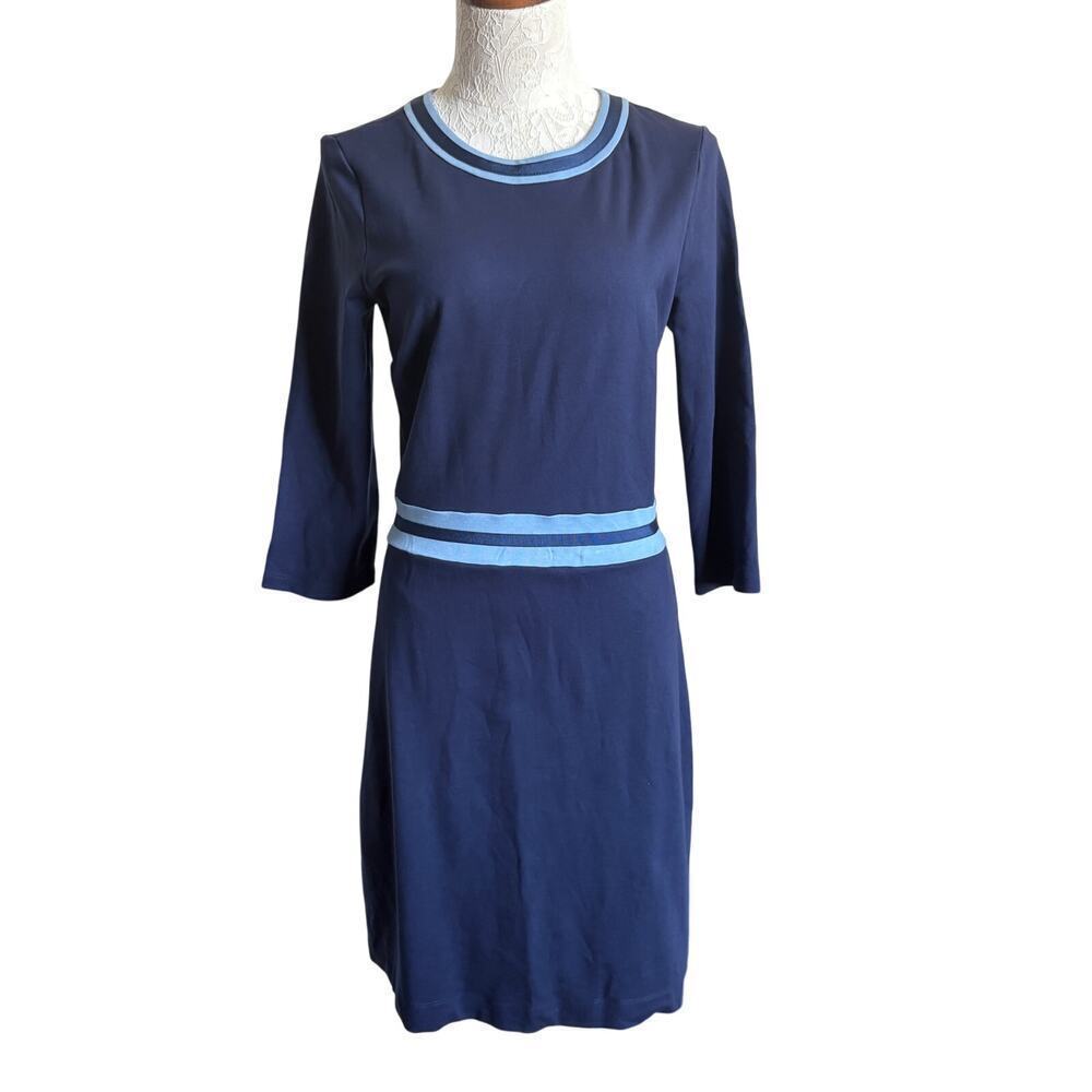 Draper James Navy Preppy Dark Academia M minimalist PresleyPonte 3/4 sleeve